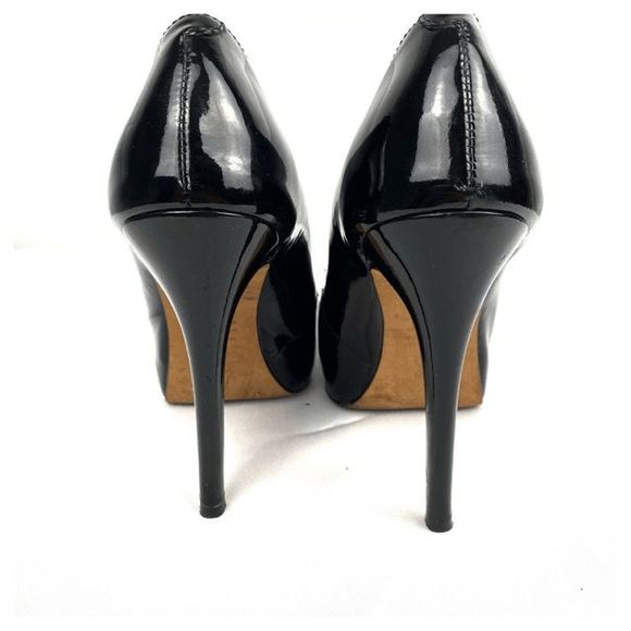 Aldo Heels Pantent Leather Closed Toe Stilleto 4" Cone Heel Black - Picture 4 of 4